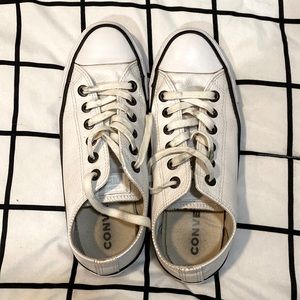 White leather low top converse
